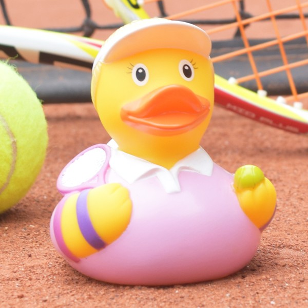 LILALU rubber duck tennis player female on a field