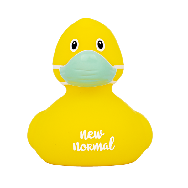LILALU rubber duck Corona yellow lettering front view
