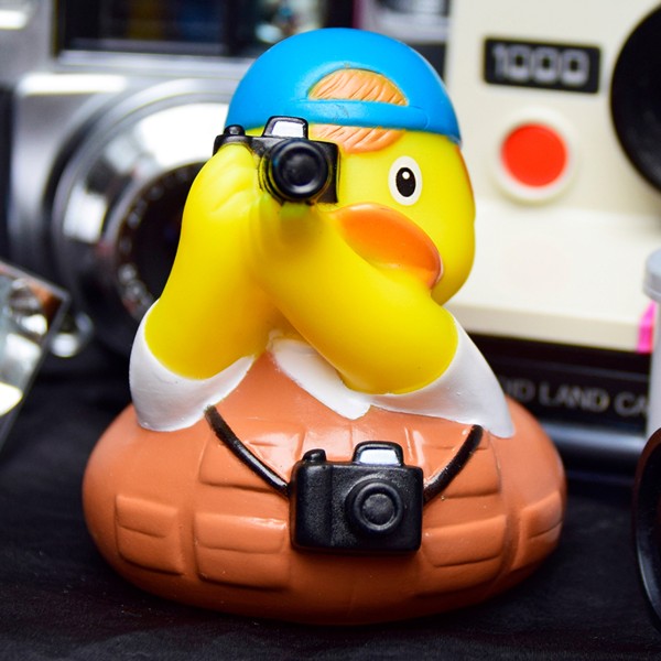 LILALU rubber duck photographer in front of cameras
