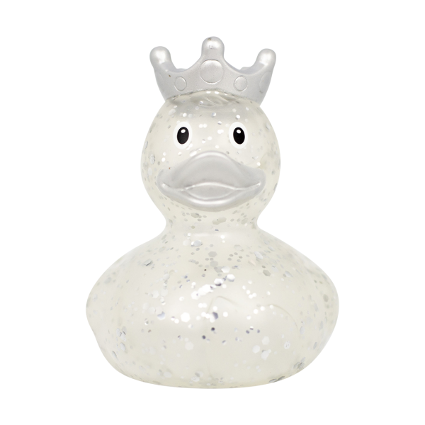 Glitter Duck with Crown, silver