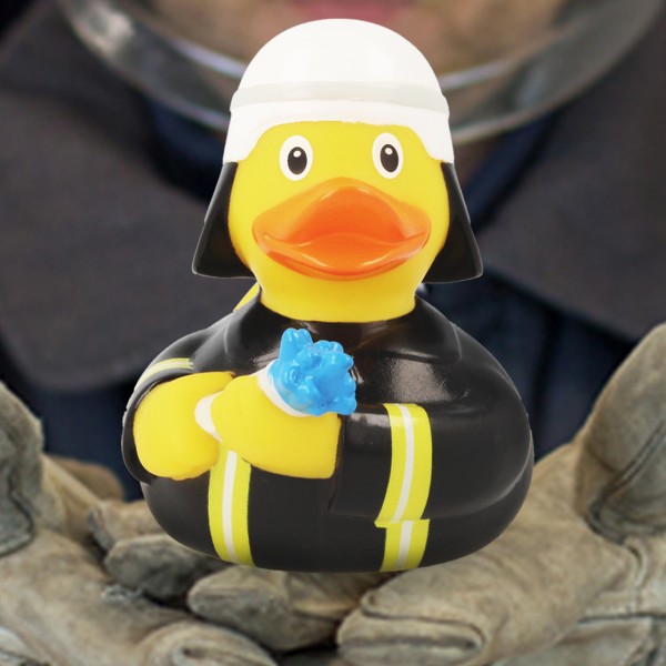 LILALU rubber duck firefighter with a firefighter