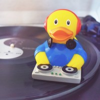 LILALU rubber duck dj on a record player