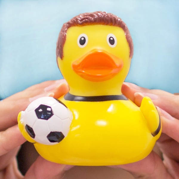 LILALU rubber duck Soccer Player yellow-black in hands
