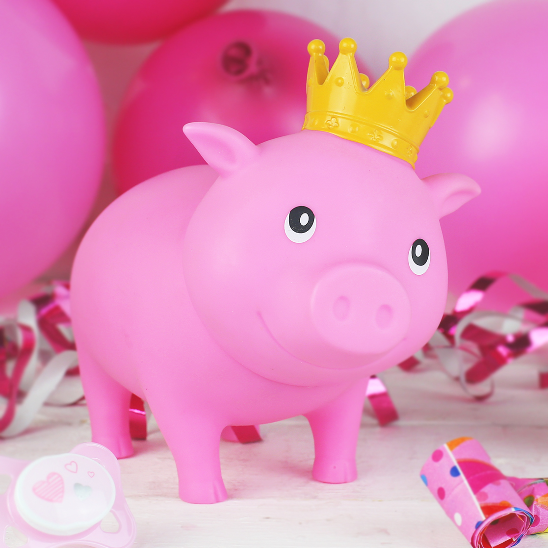 BABY GIRL PINK MONEY BOX GIFT STARS HEART NEW BORN SAVINGS FUNDS PIGGY BANK 