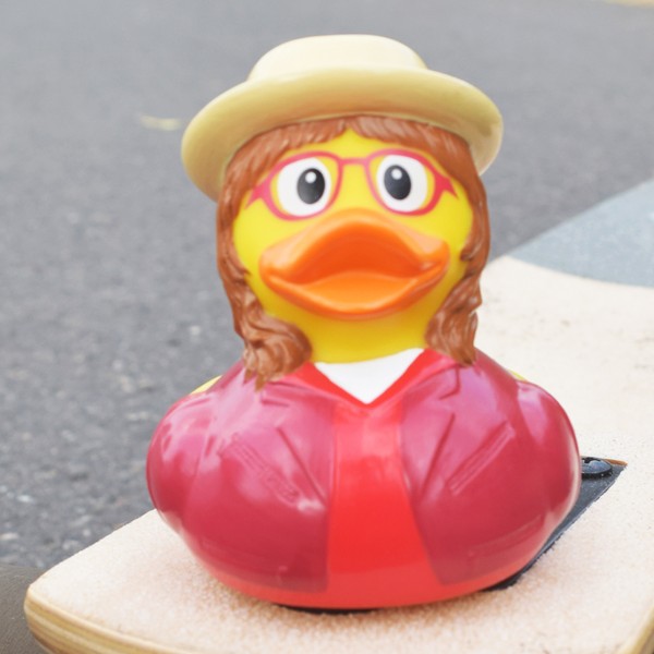 LILALU rubber duck hipster female at the street